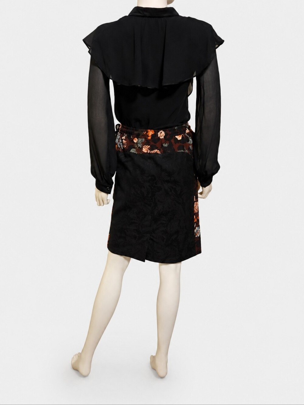 DRIES VAN NOTEN | Black Floral Print Skirt IT 34 US Small - Picture 4 of 7